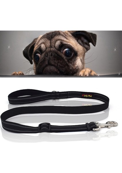 Pet Dogs Nylon Night Reflective Tr Lead Leash - Siyah (Yurt Dışından)