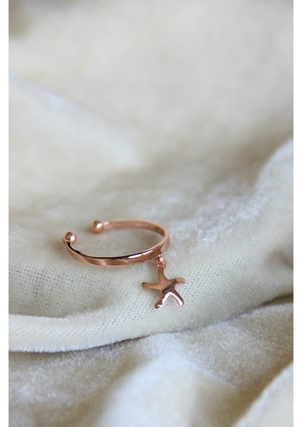 925 Ayar Gümüş Sallantılı Denizyıldızı Figürlü Rose Yüzük - Y024001 fiyatları