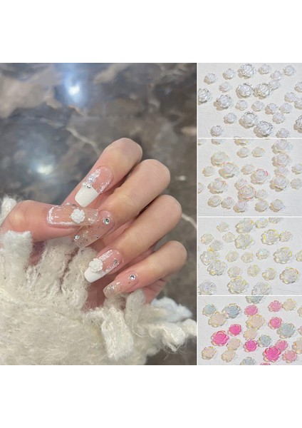 5 Paket SP0473 30 Pccs/paket 3D Camellia Tırnak Sanatı Dekoratif Rhinestones (Şeffaf) (Yurt Dışından)