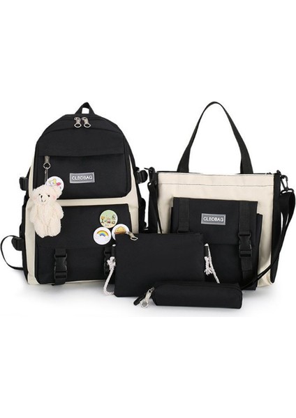 Magic Açık Sırt Çantası Büyük Kapasiteli Okul Çantası Postacı Çantası 4 Parçalı Set (Yurt Dışından)