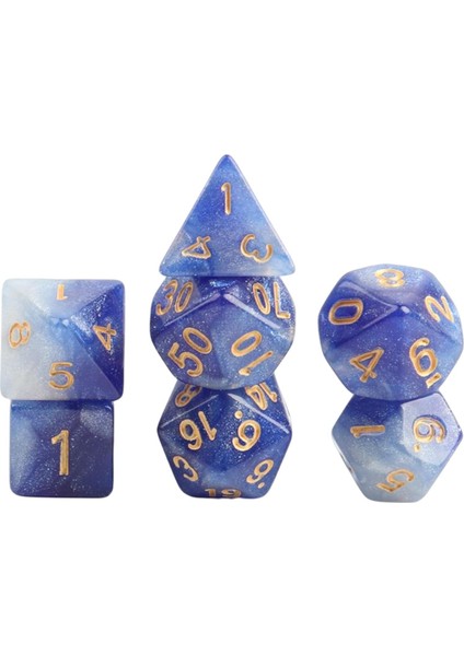7x Akrilik Polyhedral Zar Parti Oyunu Zar Oyunu Aile Toplama Bar Star Koyu Mavi fiyatları