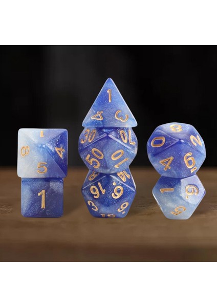 7x Akrilik Polyhedral Zar Parti Oyunu Zar Oyunu Aile Toplama Bar Star Koyu Mavi modelleri