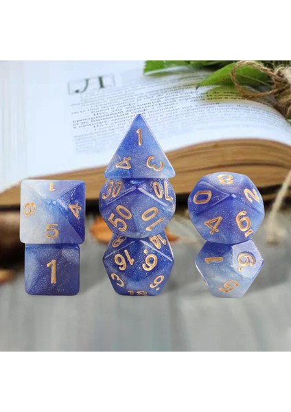 7x Akrilik Polyhedral Zar Parti Oyunu Zar Oyunu Aile Toplama Bar Star Koyu Mavi fırsatları