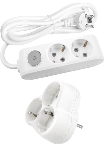 Set Multilet 2'li Anahtarlı Topraklı Ç.k. Grup Priz 4 Metre + 3'lü Yonca Fiş Priz