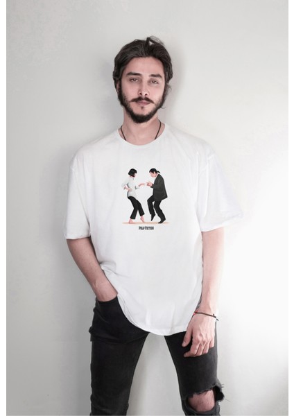 Pulp Fiction Mia Wallace Dans Özel Tasarım Baskılı Oversize Unisex Tişört