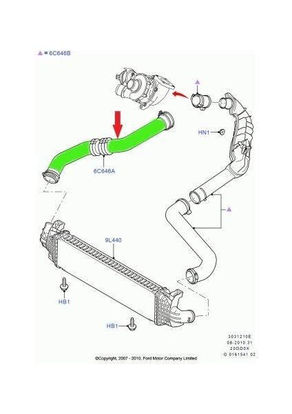 Focus Mondeo Galaxy Kuga Turbo Intercooler Hortumu 2.0 Motor