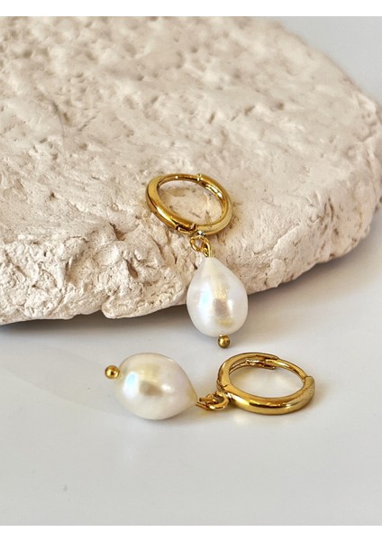 Gerçek Inci Detaylı 14K Altın Kaplama Küpe (Tasarım) fiyatları