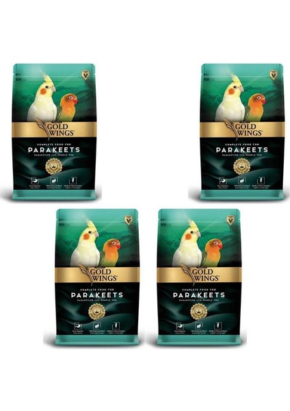 Gold Wings Premium Paraket Tropikal Kuş Yemi 1 kg x 4 Adet