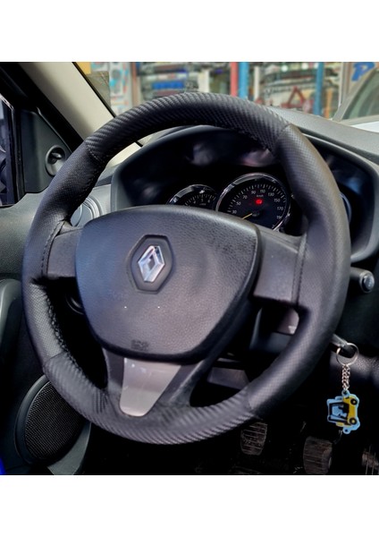 Renault Symbol 3 Dikmeli Direksiyon Kılıfı Dikmeli Noktalı-Karbon