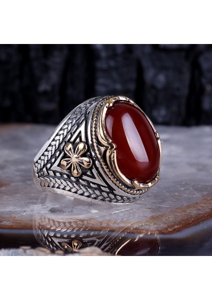 Akik Taşlı 925 Ayar Gümüş Erkek Yüzük fiyatları