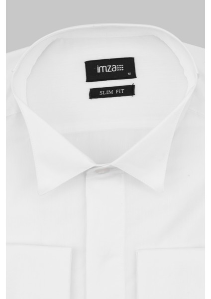 Beyaz Uzun Kol Ata Yaka Slim Fit Dar Kesim Basic Gömlek 1004220060 fiyatları