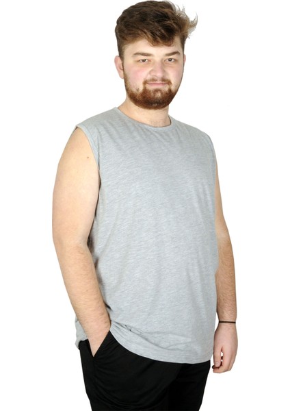Battal Beden Erkek Kolsuz Tshirt Düz 20003 Grimelanj
