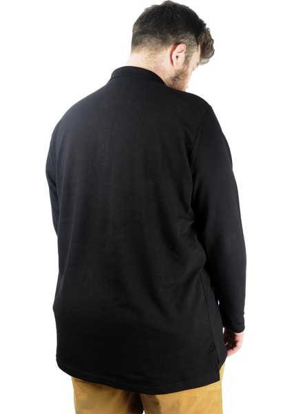 Büyük Beden Tshirt Polo U.kol Cepli 22446 Siyah modelleri