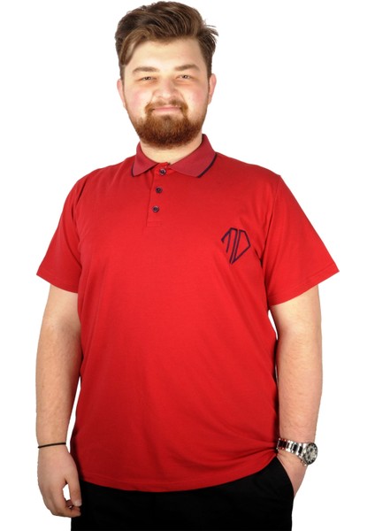 Büyük Beden T-Shirt Polo Cep Sup Md Basic 21555 Bordo