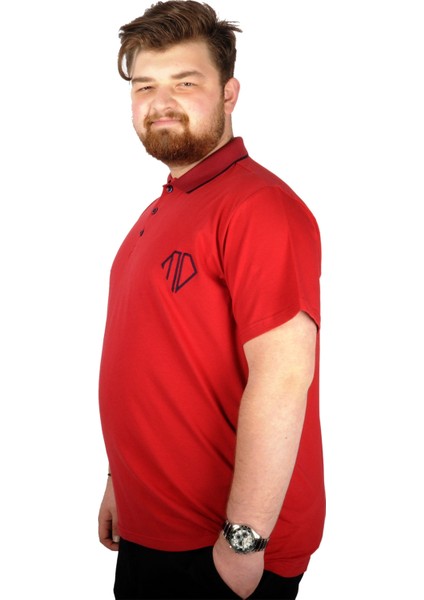 Büyük Beden T-Shirt Polo Cep Sup Md Basic 21555 Bordo