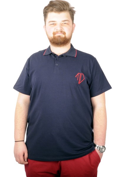 Büyük Beden T-Shirt Polo Cep Sup Md Basic 21555 Lacivert