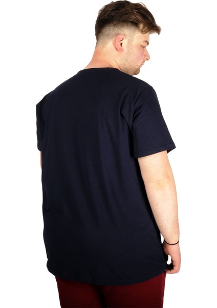 Büyük Beden T-Shirt V Yaka Likralı 20150 Lacivert fiyatları