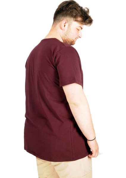 Büyük Beden T-Shirt V Yaka Likralı 20150 Mürdüm fiyatları