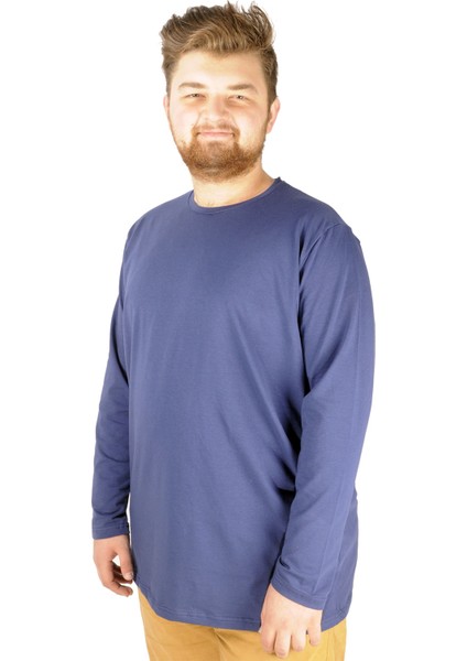 Büyük Beden Erkek Tshirt Likralı Bisiklet Yaka 20102 Indigo fiyatları