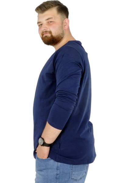 Büyük Beden Erkek Tshirt Likralı Bisiklet Yaka 20102 Indigo indirimleri
