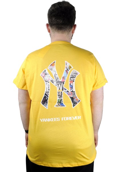 Erkek T Shirt Bis Yaka Yankees 22108 Hardal