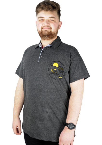 Erkek Polo T Shirt Explore The World 22313 Antramelanj