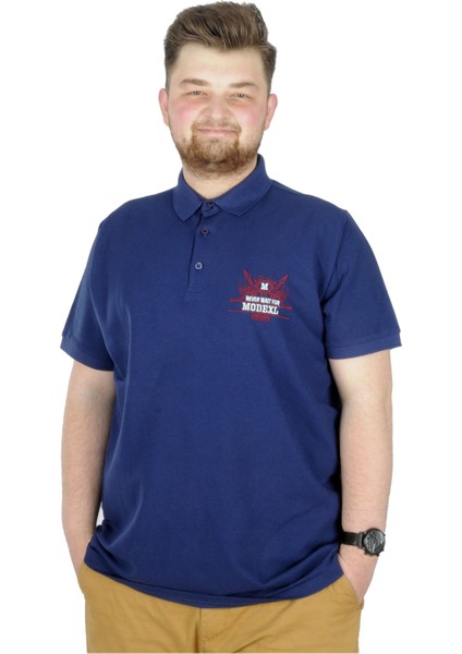 Büyük Beden T-Shirt Polo Design Mx 22346 Indigo