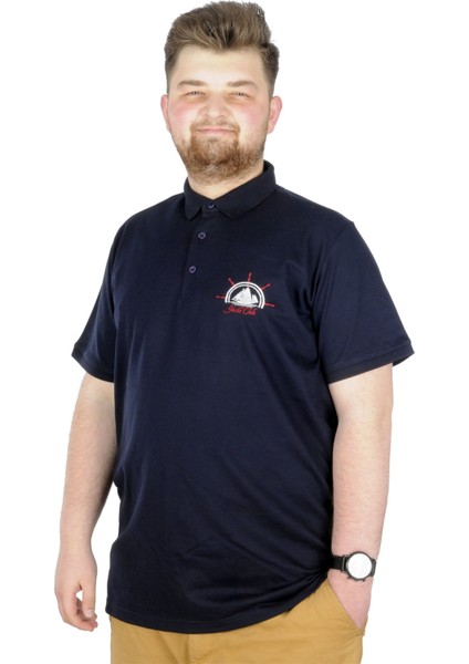 Büyük Beden T-Shirt Polo Steamnoat 22345 Lacivert