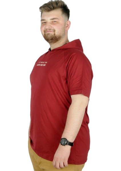 Büyük Beden T-Shirt Kapşonlu For Fun 22175 Bordo fiyatları