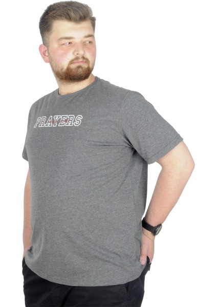 Büyük Beden T-Shirt Bis Yaka Prayers 22185 Antramelanj