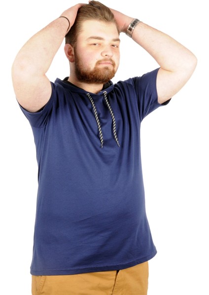 Büyük Beden Oversize Tshirt Kapşon Basic 21115 Indigo fırsatları