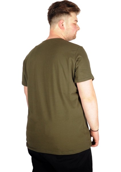 Büyük Beden T-Shirt V Yaka Likralı 20150 Haki modelleri