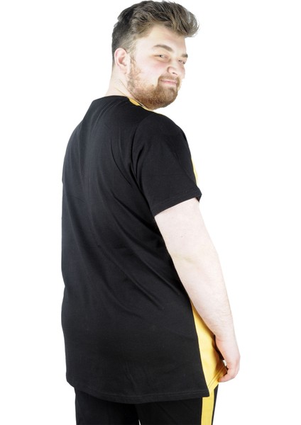 Erkek T Shirt Parçalı MD08 22134 Siyah