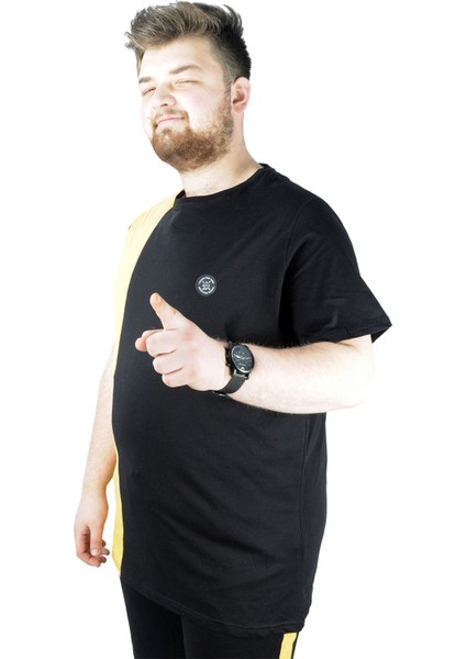 Erkek T Shirt Parçalı MD08 22134 Siyah
