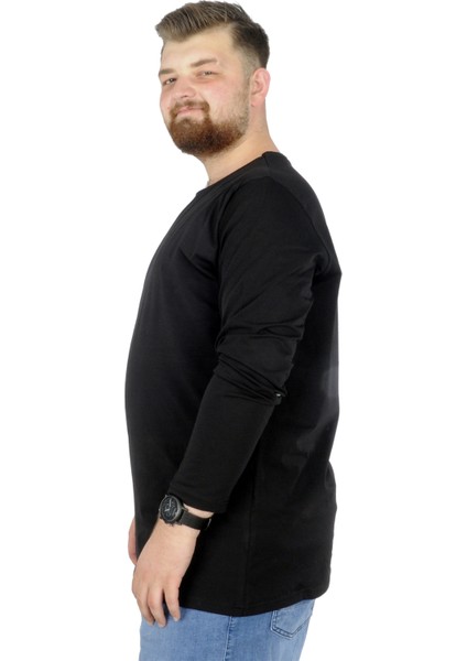 Büyük Beden Erkek Tshirt Likralı Bisiklet Yaka 20102 Siyah modelleri