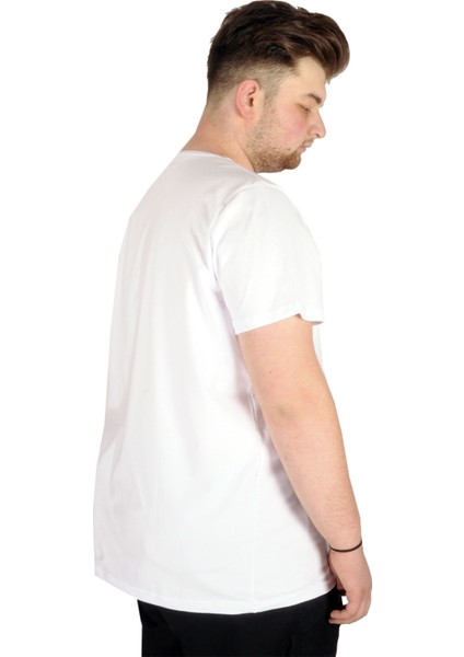 Büyük Beden Likralı T-Shirt Bisiklet Yaka 20149 Beyaz fiyatları