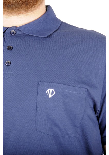 Büyük Beden T-Shirt Polo Cep Sup Basic 21557 Indigo modelleri