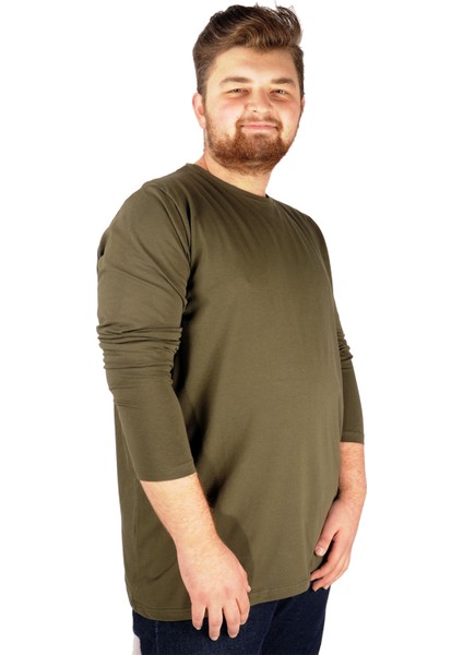 Büyük Beden Erkek Tshirt Likralı Bisiklet Yaka 20102 Haki fiyatları