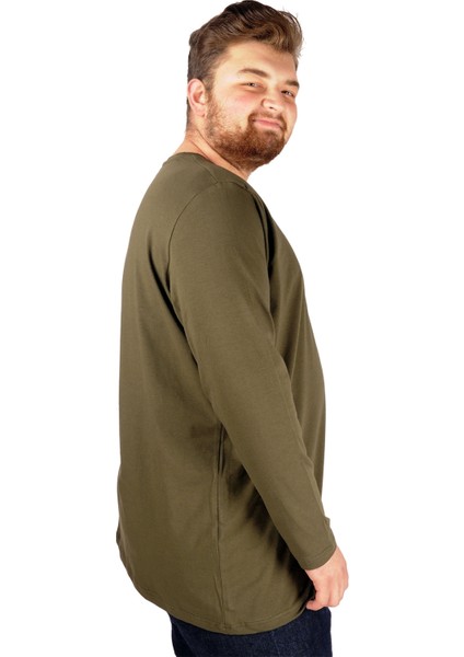 Büyük Beden Erkek Tshirt Likralı Bisiklet Yaka 20102 Haki fırsatları