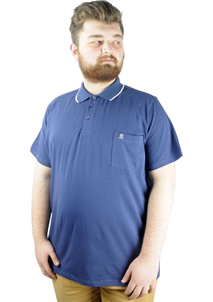 Büyük Beden T Shirt Polo Likralı Süprem Cepli 21558 Indigo modelleri