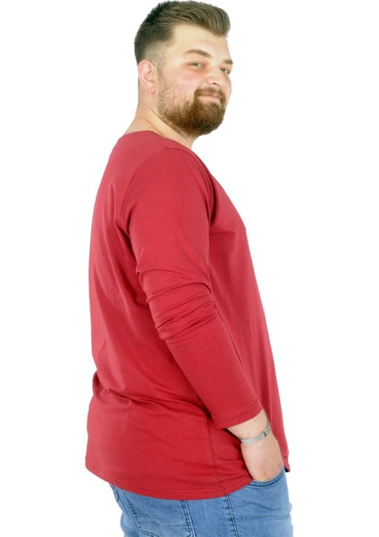 Büyük Beden Erkek Tshirt Likralı Bisiklet Yaka 20102 Bordo fiyatları