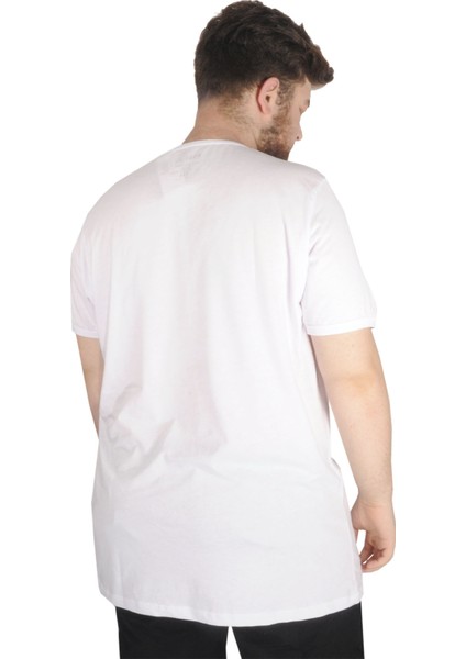 Büyük Beden Tshirt Bisiklet Yaka Nicce 21176 Beyaz