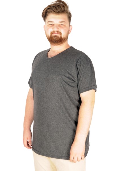 Büyük Beden Tshirt V Yaka 20032 Antrasit