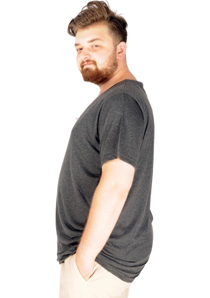 Büyük Beden Tshirt V Yaka 20032 Antrasit