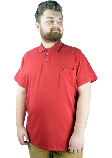 Büyük Beden T Shirt Polo Likralı Süprem Cepli 21558 Bordo