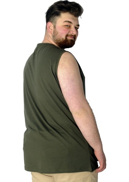 Büyük Beden T-Shirt Kolsuz Choose Mode 22160 Haki modelleri