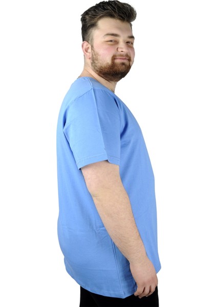 Büyük Beden Erkek Tshirt Bisiklet Yaka Basic 20031 Mavi fiyatları