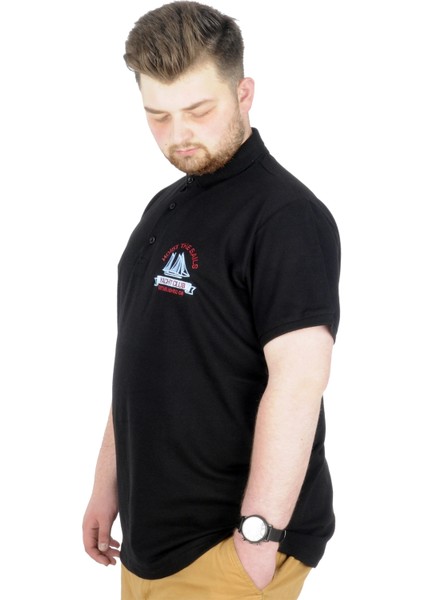 Büyük Beden T-Shirt Polo Yatch Club 22344 Siyah fiyatları