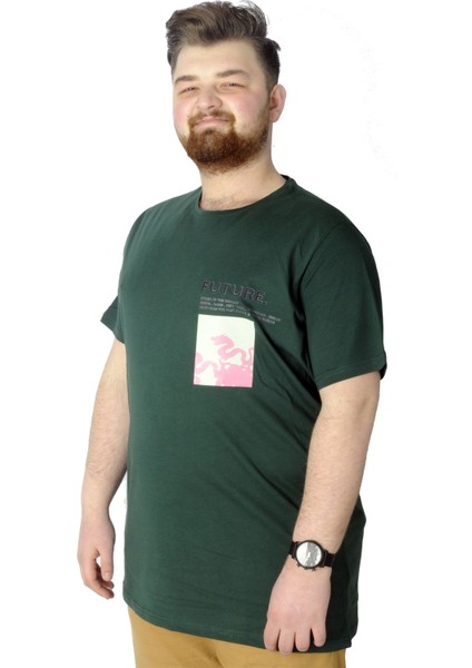 Büyük Beden T-Shirt Baskılı Future 22154 Nefti