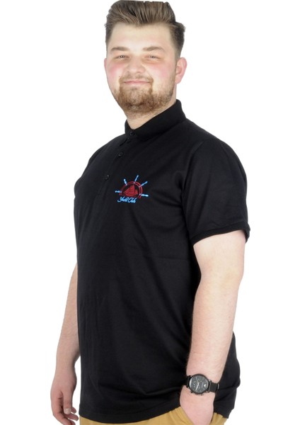 Büyük Beden T-Shirt Polo Steamnoat 22345 Siyah modelleri